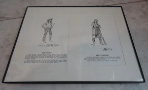 VTG 8X10" Matted Print Art Western Picture Framed :  The Trapper/ The Scout - Picture 1 of 4