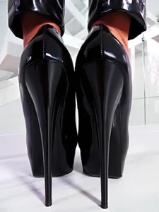 1969 Original Made in Italy High Heels Daffodile Style Pumps Leather Black 35 - Picture 1 of 12