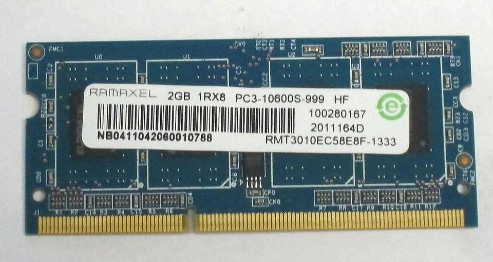 LAPTOP MEMORY RAMAXEL BRAND 2GB 1Rx8 PC3-10600S DDR3 NEW SCHOOL SURPLUS STOCK - Image 1 of 2