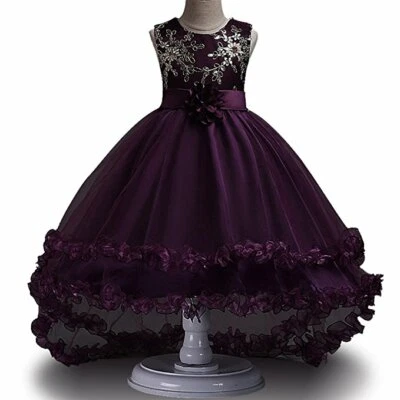 Niñas Niños Princesa Formal Concurso Boda Cumpleaños Fiesta Vestido con Lazo de Flores Foto 1 de 4