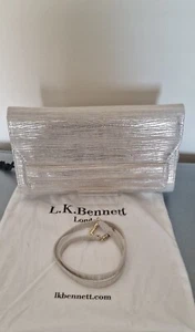 L.K. Bennett Ella Silver Lizard Effect Leather Clutch - Picture 1 of 8