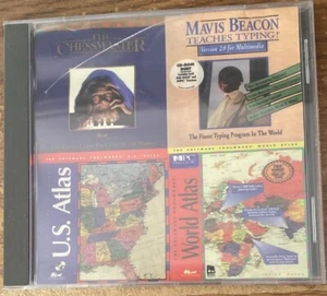 Preowned Mavis Beacon U.S. & World Atlas Chessmaster 3000 PC Software 4 Pack 1CD - Picture 1 of 3