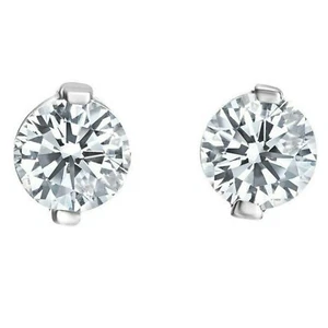 2CT Brillante Corte 2-Prong Moissanita Solitario Dormilonas Bañado en Oro Blanco - Imagen 1 de 4