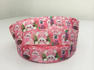 HAPPY EASTER Grosgrain Ribbon (25mm) width,for craft,hair,cake deco etc - Picture 1 of 2