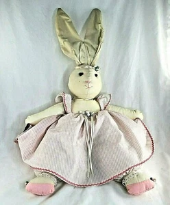 Applause Bunny Rabbit Decor Farmhouse Cottage Plush Vtg Muslin  Pink Pantaloons - Picture 1 of 12