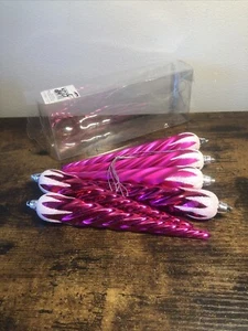 Shatterproof ornaments six pieces icicle two shades of pink (Celebrating It ) - Picture 1 of 7