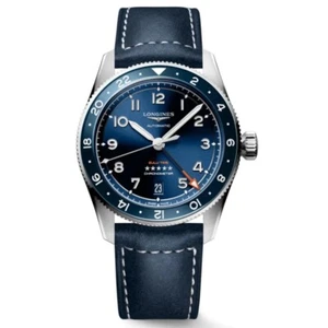 Longines Spirit Zulu Time 39mm Blue Dial GMT Leather Men's Watch L38024932 - Picture 1 of 5
