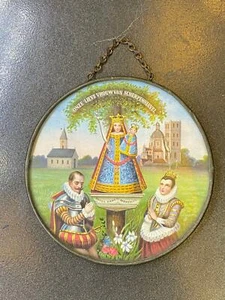Vintage Painting Wall Lady Sharp Hey Na Montai Decor Round Handmade Holland Art - Picture 1 of 4