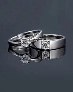 2CT Round Cut Simulated Diamond Women's Bridal Set Ring 14K White Gold Plated - Picture 1 of 3