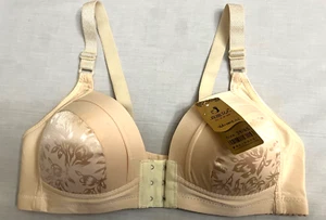 Front Closure Bra Beige Size 38/85C Full Coverage Wireless Push Up NWT - Picture 1 of 8