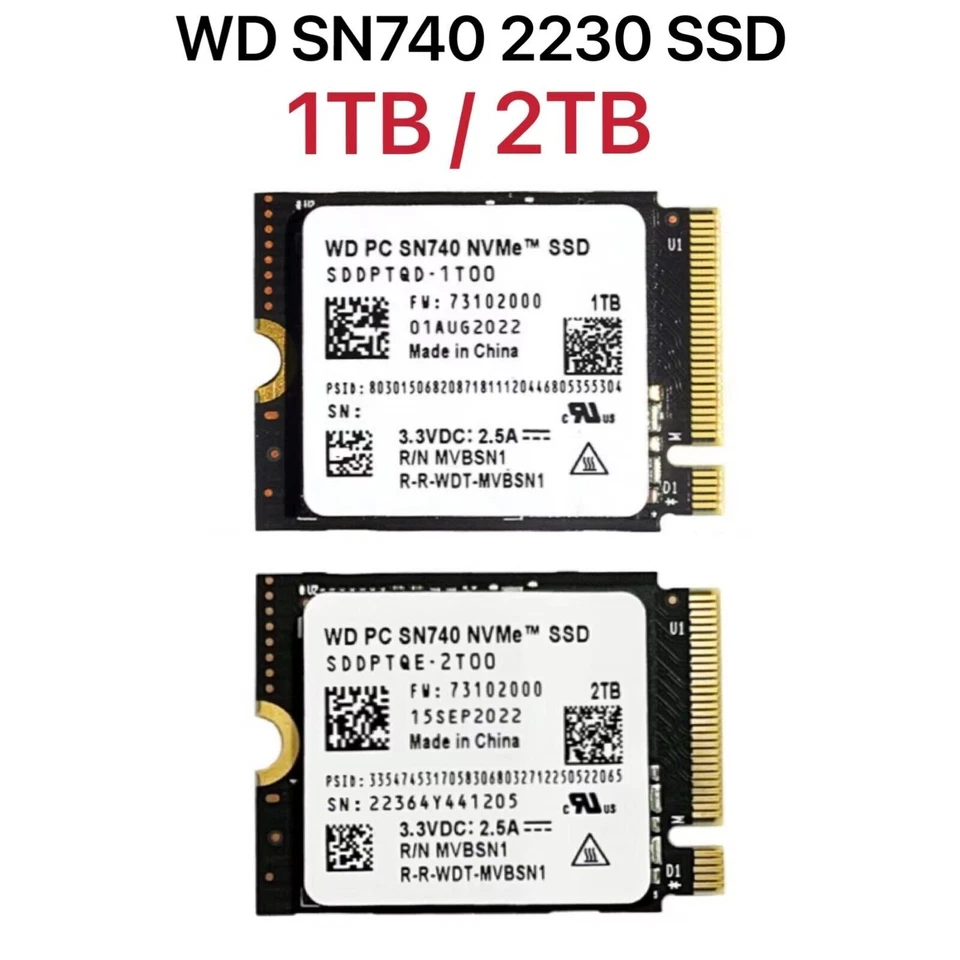 New WD PC SN740 1TB / 2TB 2230 M.2 NVME  SSD For Steam Deck ASUS ROG Sony PS5 - Image 1 of 1