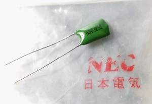 NEC Japan Mylar .022uF 50V Audio Guitar Tone Pot Chicklet Capacitor 0.022mfd NOS - Picture 1 of 1