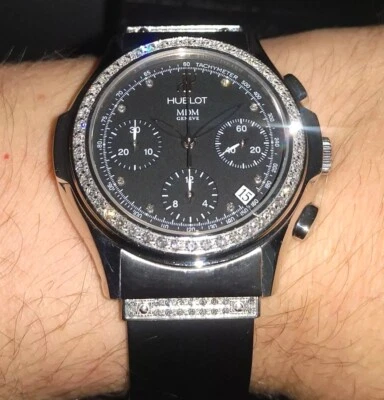 Hublot Elegante MDM Cronógrafo 1810.1.054 Esfera Negra 40mm Bisel Diamante y Hebilla Foto 1 de 4