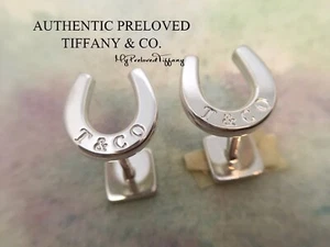 Excellent Authentic Tiffany & Co. Logo Horseshoe Silver Cuff Link - Picture 1 of 7