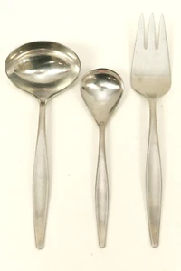 REED & BARTON Stainless ETUDE 3 Piece Serving Set Ladle Fork Spoon Flatware - Picture 1 of 4