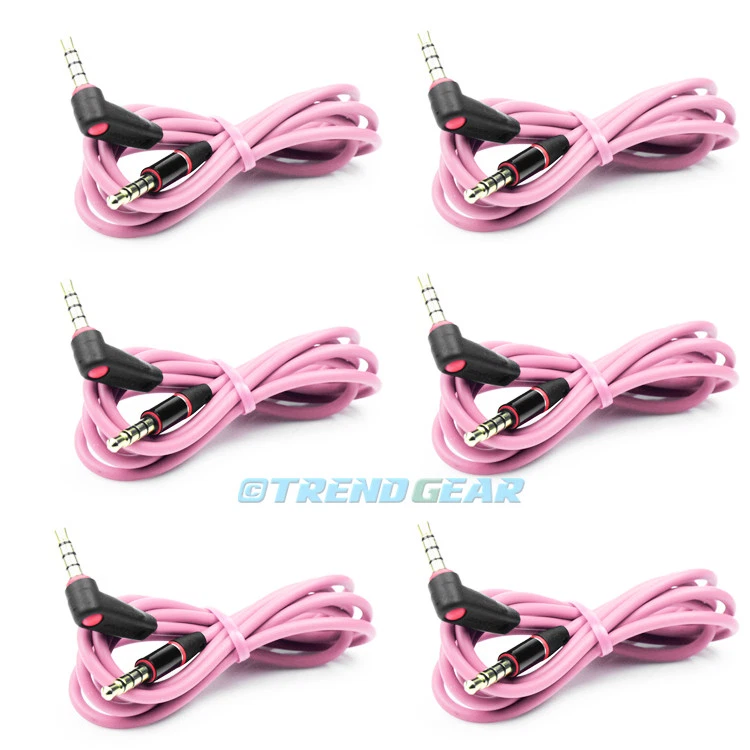 6X 4FT 3.5MM AUX L JACK MALE AUDIO STEREO CABLE PINK FOR IPHONE 5S 5C IPOD NANO - Image 1 of 1