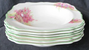 SIX (6) VINTAGE J & G MEAKIN ENGLAND "LILAC TIME" SQUARE DESSERT BOWLS - Picture 1 of 4