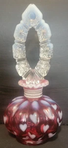 Fenton 1992 Cranberry Opalescent Heart Optic Perfume Bottle 6580 w/original tag+ - Picture 1 of 14