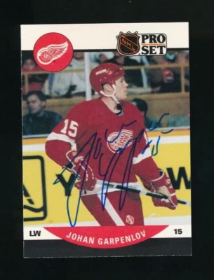 1990-91 Pro Set Hockey #605 Johan Garpenlov RC signed auto autograph - Image 1 of 2