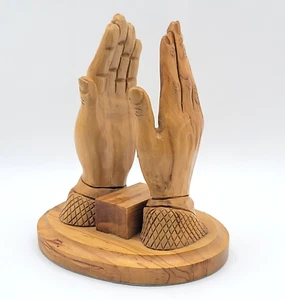 Coppia di mani in legno intagliato vintage/libro speciale/fermalibri/mani da preghiera porta Bibbia - Foto 1 di 10