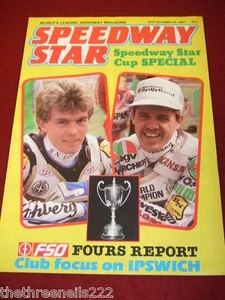 SPEEDWAY STAR - IPSWICH CLUB - OCT 24 1987 - Picture 1 of 1