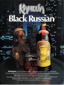 1987 KAHLUA Black Russian Cocktail Liqueur Vintage Magazine Print Advertising - Picture 1 of 1
