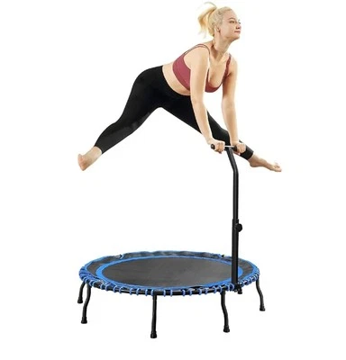 40" Foldable Fitness Trampoline with Adjustable Foam Handle, Exercise Rebounder - Image 1 of 4