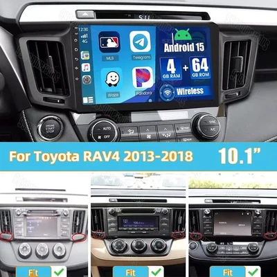 For Toyota RAV4 2013-2018 10.1" Android 15 Car Stereo Radio GPS BT Carplay 4+64G - Image 1 of 4