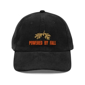 Powered by Fall Embroidered Hat – Autumn Oak Leaf Corduroy Cap - Picture 1 of 13