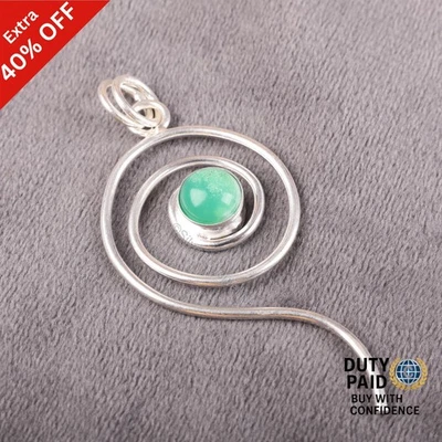 Новогодняя распродажа серебро сердце чакра хризопраз камень помолвка подвеска - Изображение 1 из 4