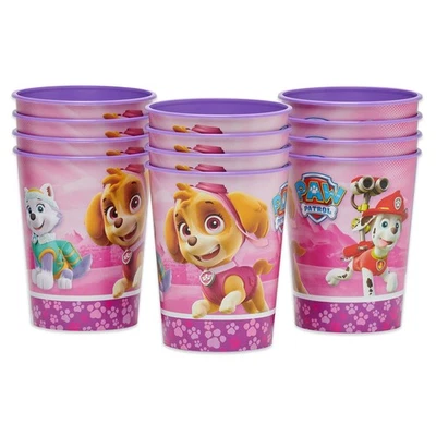 Suministros para fiestas Paw Patrol, tazas de plástico rosa (12 unidades) Foto 1 de 4