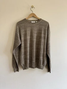 Vintage 90's Barneys New York Mens Light Brown Waffle-knit Cotton Blend Size M - Picture 1 of 6