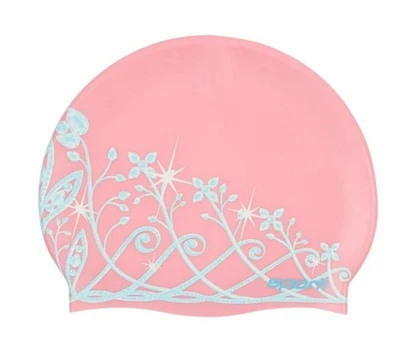 Sporti Tiara Youth Silicone Swim Cap, Fun Print, Non-Slip, Latex-Free - Image 1 of 4