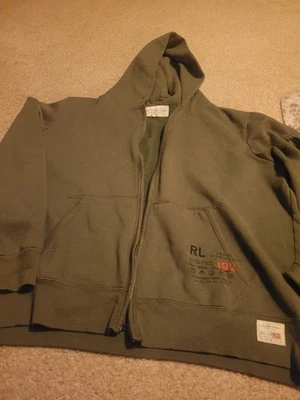Men XL Vingtage Denim&Supply Ralph Lauren Heavy L/S Olive Green Hoodie  - Image 1 of 4