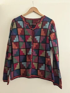 Maglione cardigan geometrico bambino Alpaca Artesanias Illary taglia S/M - Foto 1 di 10