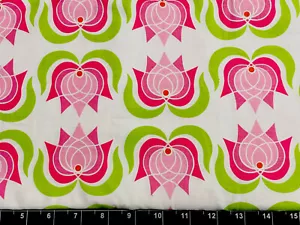 Tina Scrap 9”x21” Flower Petals Pink Rose Lush Modern Lotus Floral COTTON Fabric - Picture 1 of 1