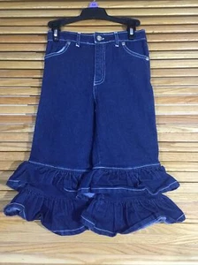 Jelly The Pug Toddler Girls Size 2T Blue Denim Ruffles Adj Waist Pants CK1-42 - Picture 1 of 6