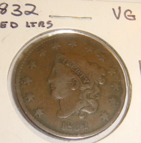 1832   Coronet Head LARGE CENT VG Cover