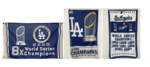 Los Angeles Dodgers 3x5 Ft Flag 2024 World Series Champions Trophy MLB Set of 3 - Picture 1 of 4