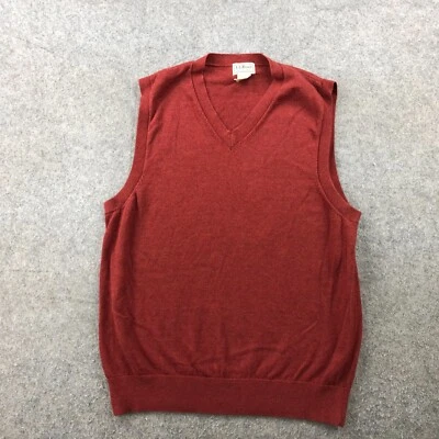 LL Bean Sweater Mens Medium Red Vest Cotton Cashmere Knit - Image 1 of 4