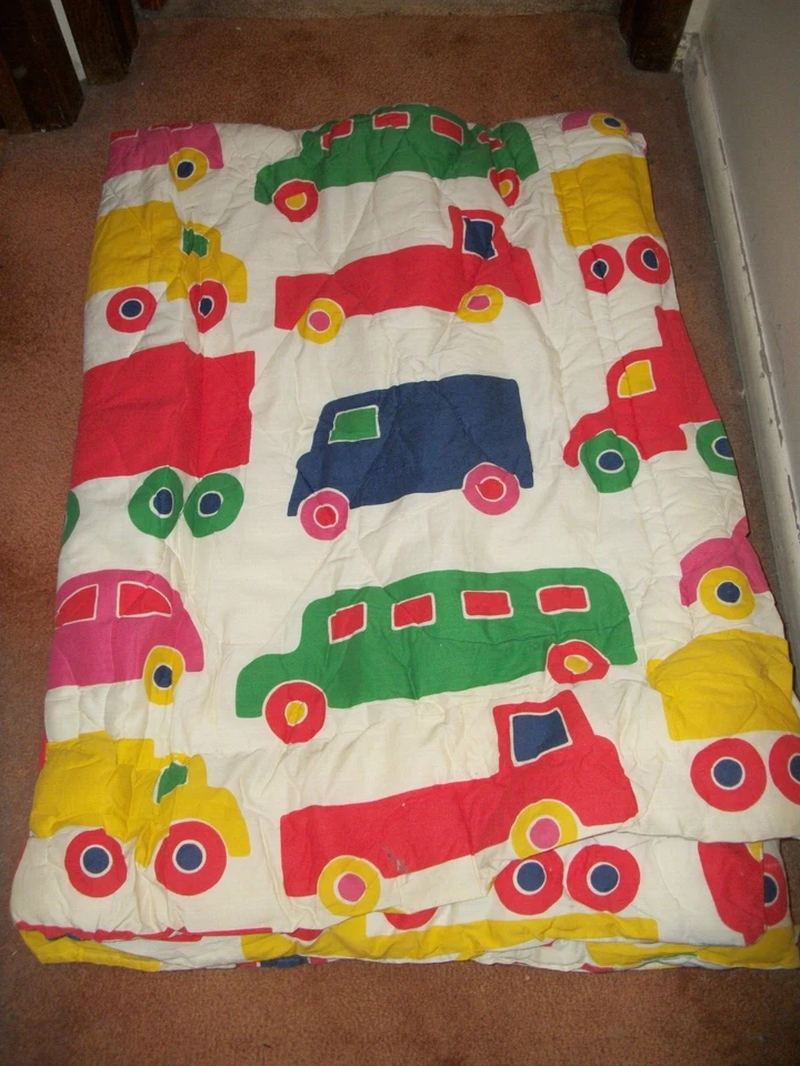 复古 1980 年卡车双尺寸床罩,仅顶部床单 — 第 1/1 张图片