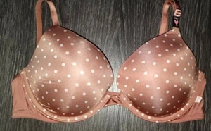 VS push up bra BRAND NEW size 34ddd peach w/pink polka dot - Picture 1 of 2