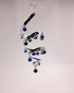 SILVER SPIRAL WITH BELLS VINTAGE CHRISTMAS ORNAMENT - Picture 1 of 5