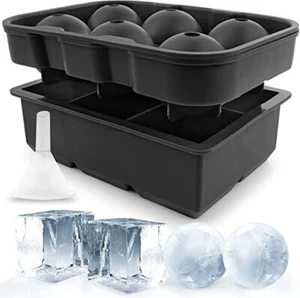 Bandejas de cubitos de hielo de silicona, fabricante de bolas de hielo con tapa - Picture 1 of 8
