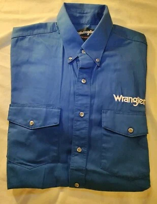 Camisa Western Wrangler 🤠 Corte Vaquero Personalizada Azul Brillante Colas X Largas 16 De Colección Nueva Sin Etiquetas Foto 1 de 4
