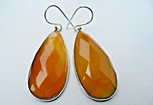 Handgefertigte gelbe Chelcedon 925 Sterling Silber Ohrring Träne Ohrringe - Bild 1 von 7