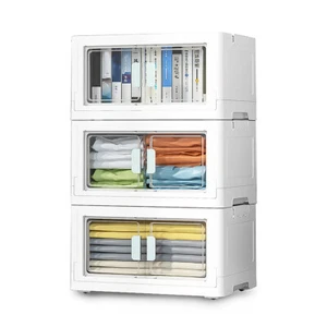 3X Stackable Folding Wardrobe Organiser Box Collapsible Clothes Tidy Storage Box - Picture 1 of 8