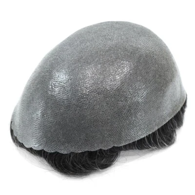 Sistema de reemplazo de toupee de cabello gris negro humano para hombre 8X10 Foto 1 de 4