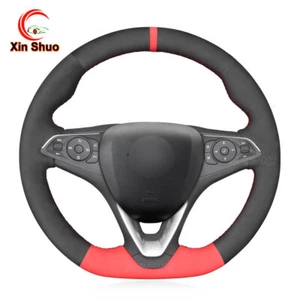 Black Suede Steering Wheel Cover for Opel Astra K Corsa F Combo E Grandland X - Picture 1 of 14