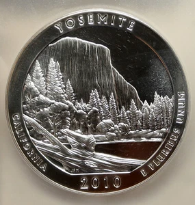 2010 UNITED STATES YOSEMITE CALIFORNIA 5OZ Prooflike Silver 25C Coin PCGS i95255 - Picture 1 of 5